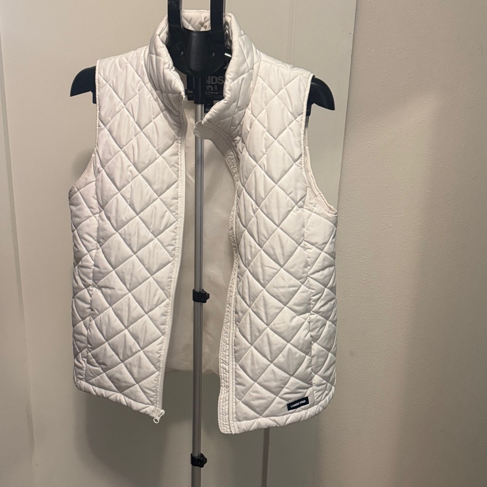 Lands' End Navy and White Logo Jacket